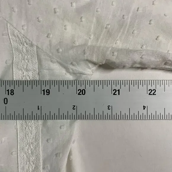 Sundance L Womens White Lace Swiss Dot Tunic Peasant Top Relaxed Whimsy - Picture 6 of 7